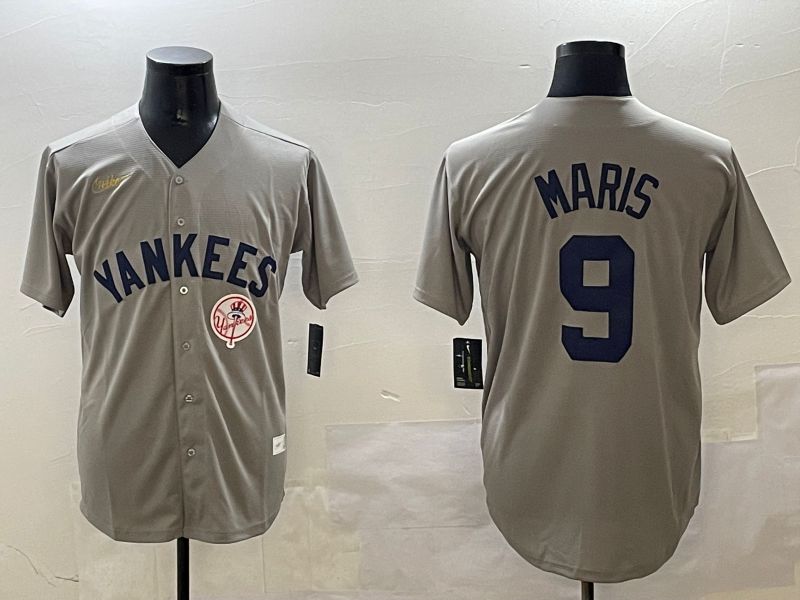 Men New York Yankees #9 Maris Grey Throwback Game 2025 Nike MLB Jersey style 6